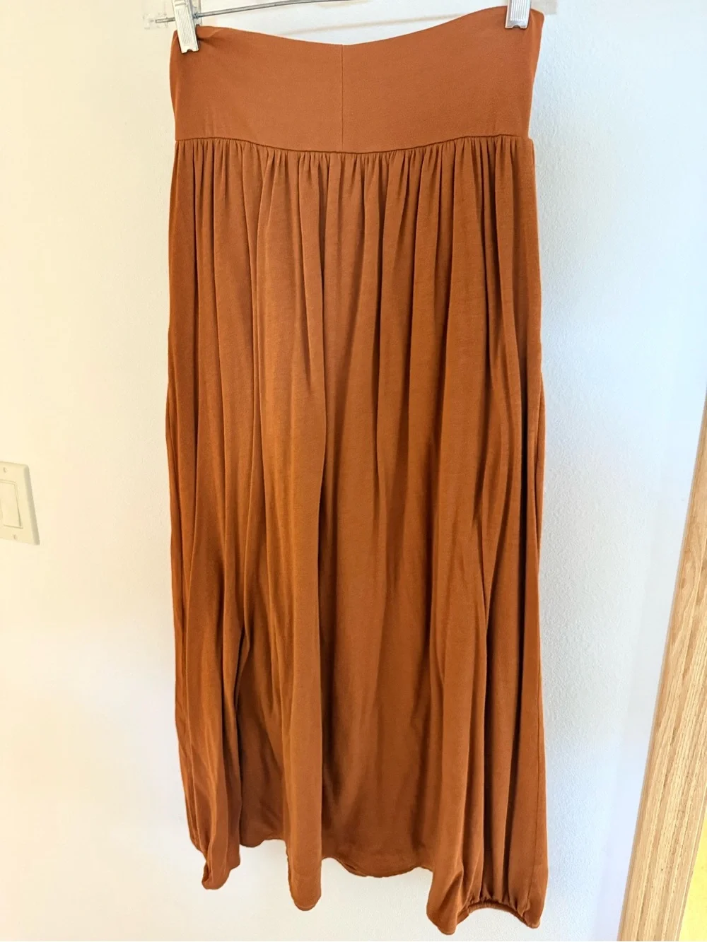 Garnet Hill Rust Brown Maxi Skirt with Pockets